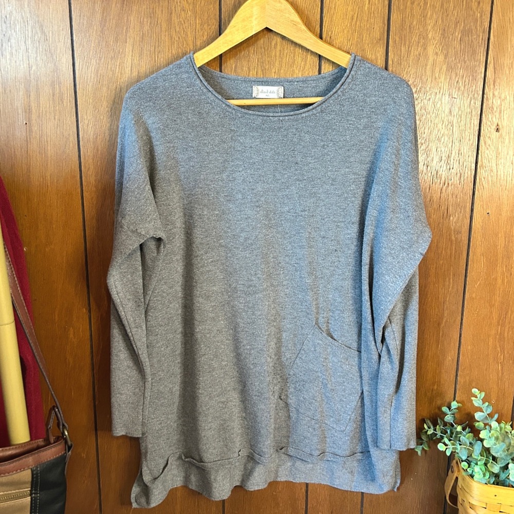 Altar'd State Womens Medium/Large Gray Long Sleeve Pocket Tunic Top